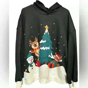 🎄 UGLY CUTE Christmas Sweater with hood, size XL, EUC